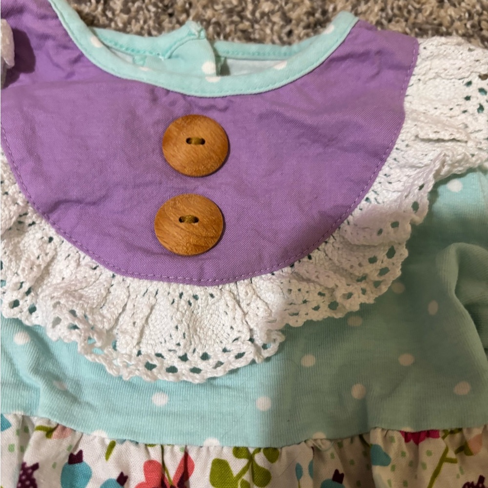 Floral Kids Bodysuit with Purple Accents - Picture 4 of 5